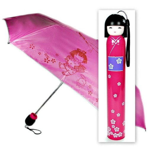 Kokeshi doll umbrella pink - doll,